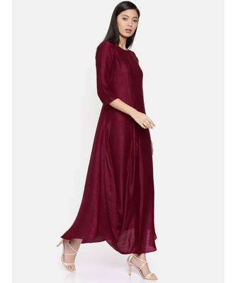 mayank modi Wine coloured cowl hem maxi dress 4