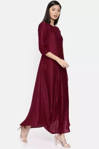 mayank modi Wine coloured cowl hem maxi dress