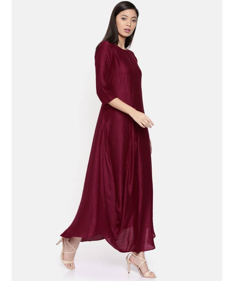 mayank modi Wine coloured cowl hem maxi dress