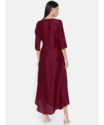 mayank modi Wine coloured cowl hem maxi dress 5