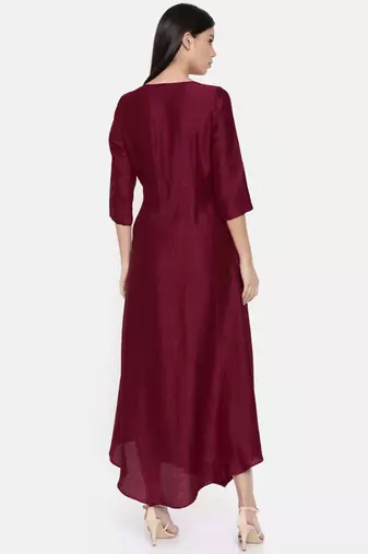 mayank modi Wine coloured cowl hem maxi dress