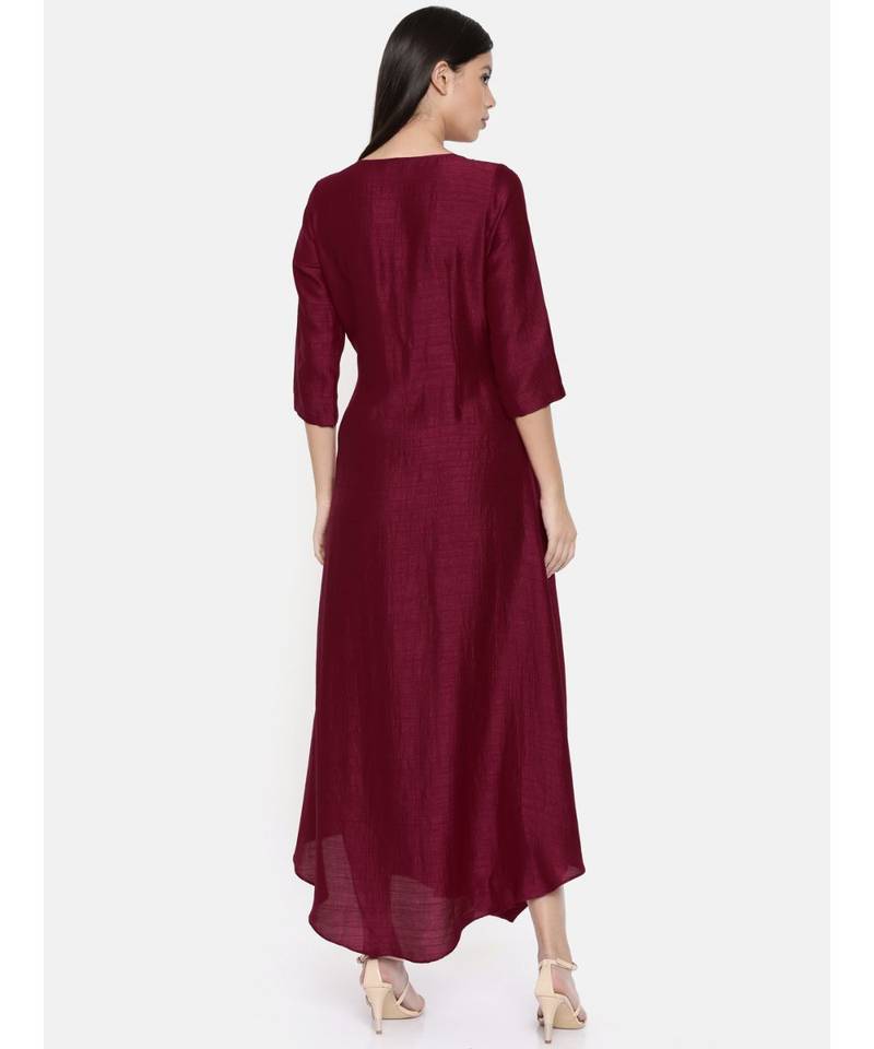 mayank modi Wine coloured cowl hem maxi dress