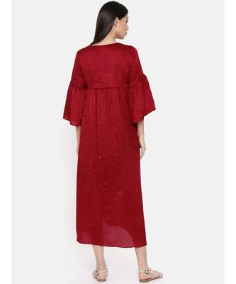 mayank modi Red assymetric dress with flounce sleeves and gathers 5