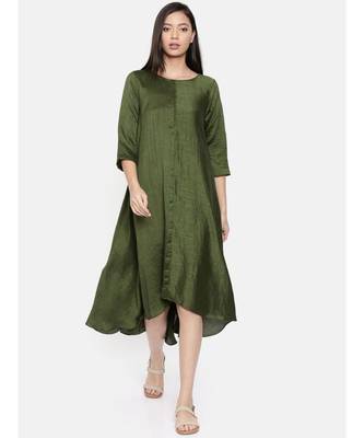 mayank modi Rust green midi dress with potli buttons 1