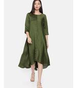 mayank modi Rust green midi dress with potli buttons