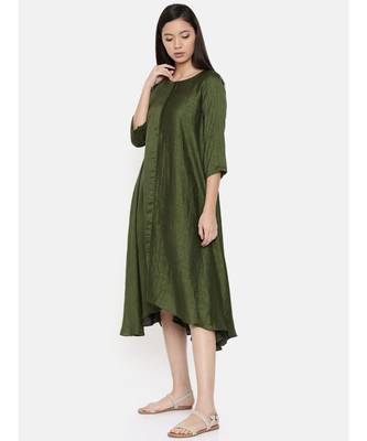 mayank modi Rust green midi dress with potli buttons 3