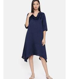 mayank modi Blue cowl neck, waterfall hem dress