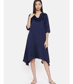 mayank modi Blue cowl neck, waterfall hem dress