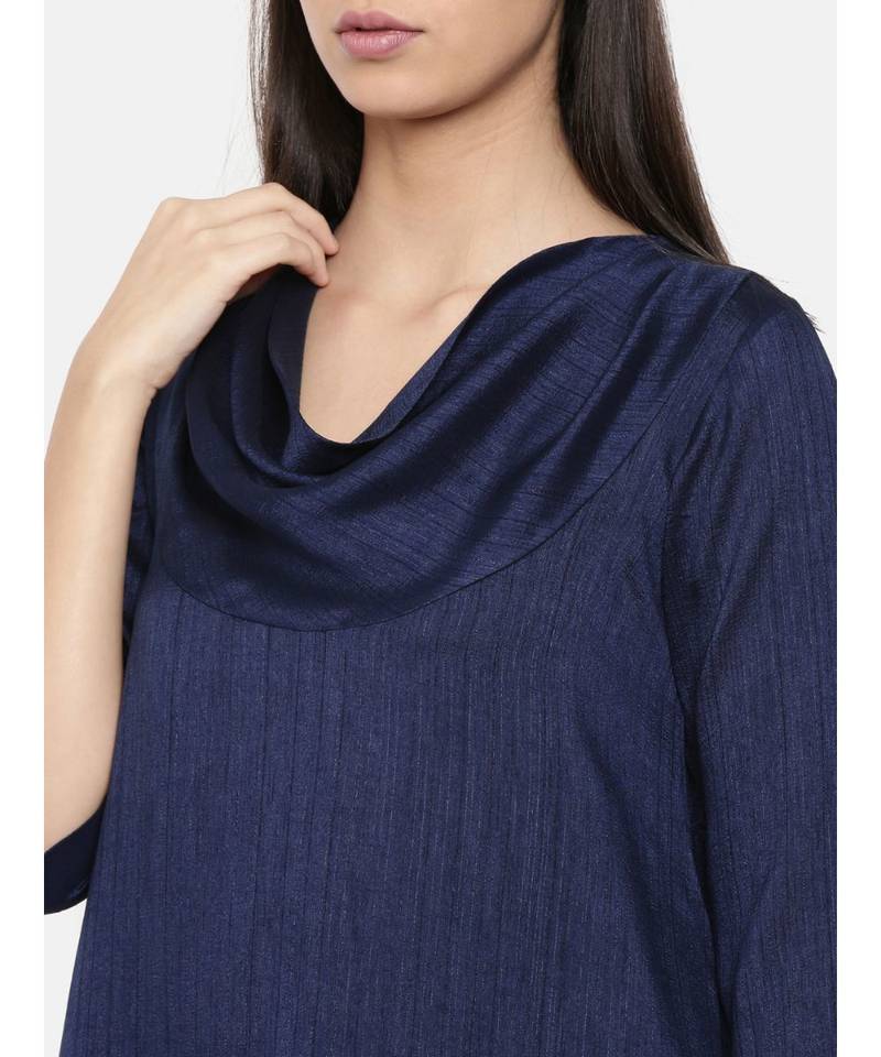 mayank modi Blue cowl neck, waterfall hem dress