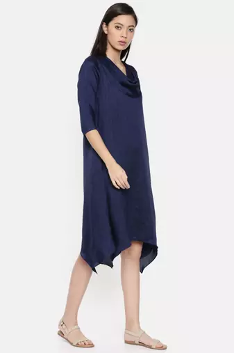 mayank modi Blue cowl neck, waterfall hem dress