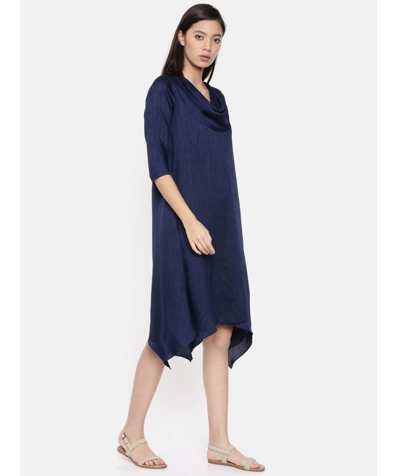mayank modi Blue cowl neck, waterfall hem dress