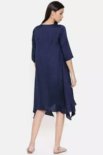 mayank modi Blue cowl neck, waterfall hem dress