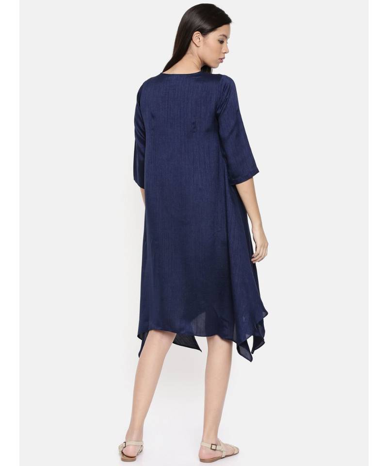 mayank modi Blue cowl neck, waterfall hem dress