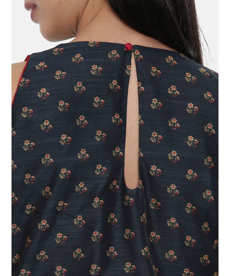 mayank modi Plain Red and Chanderi,silk slub Asymmetrical dress