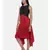 mayank modi Plain Red and Chanderi,silk slub Asymmetrical dress