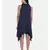 mayank modi Blue, silk slub zipper cowl dress