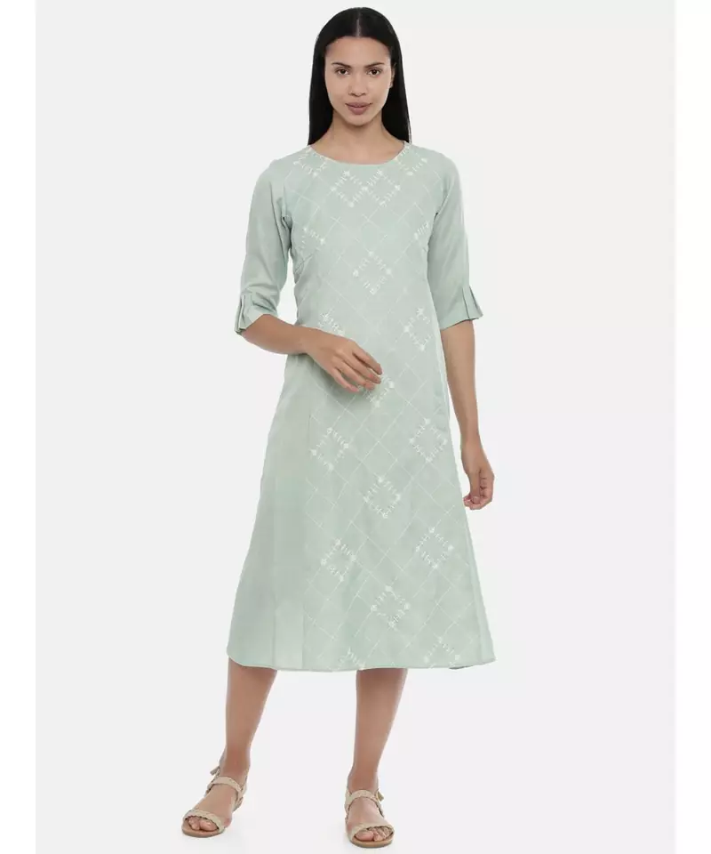 mayank modi Green,Linen Satin panel cut dress