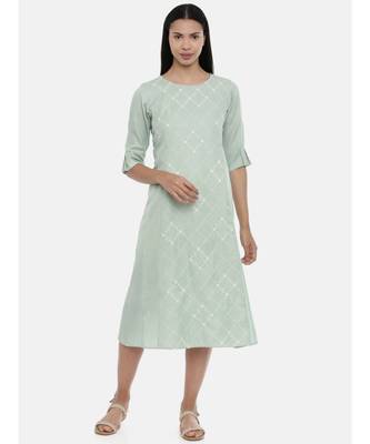 mayank modi Green,Linen Satin panel cut dress 1