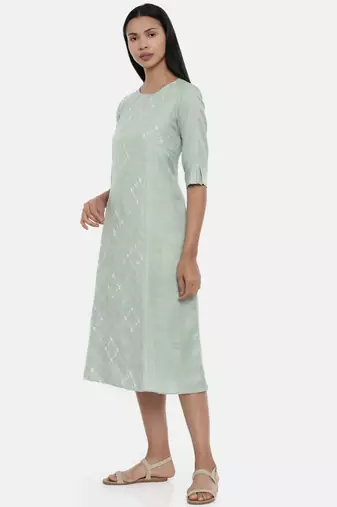 mayank modi Green,Linen Satin panel cut dress