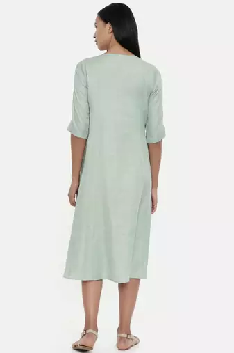 mayank modi Green,Linen Satin panel cut dress