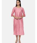 mayank modi  Pink linen satin embroidered dress.