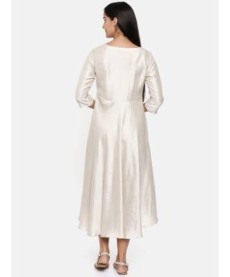 mayank modi  Silver beige, cotton silk high low cowl dress. 5