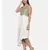 mayank modi  Silver beige and green cotton silk pleated dress 