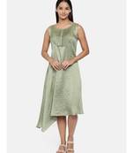 mayank modi  Green, cotton silk dress with pleats detailings.