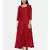 mayank modi  Red cotton silk panelled dress with show potlis.