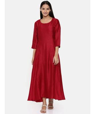 mayank modi  Red cotton silk panelled dress with show potlis. 1