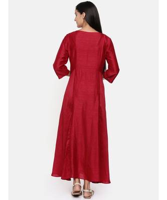 mayank modi  Red cotton silk panelled dress with show potlis. 5