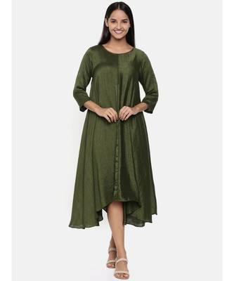 mayank modi  Green cotton silk dress with show potlis. 1