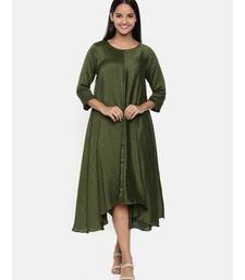mayank modi  Green cotton silk dress with show potlis.