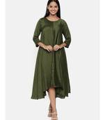 mayank modi  Green cotton silk dress with show potlis.