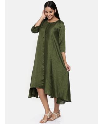 mayank modi  Green cotton silk dress with show potlis. 3