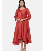 mayank modi  Rust orange high low dress with center show potlis.