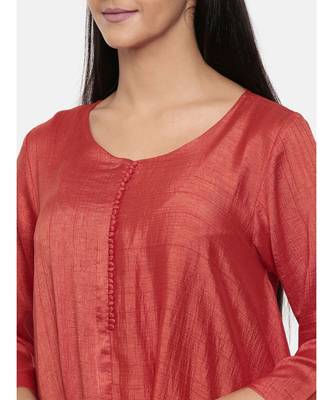 mayank modi  Rust orange high low dress with center show potlis. 2