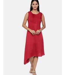 mayank modi  Red, cotton silk dress with pleats detailings.