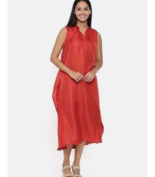 mayank modi  Rust orange cotton silk overlayered dress with sequins detailings.