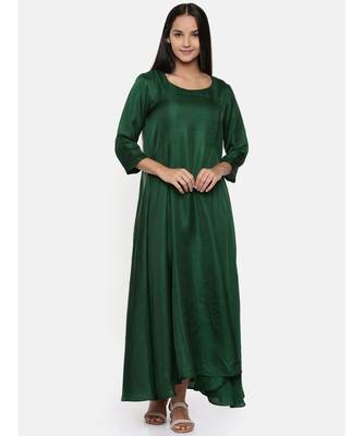mayank modi  Green,cotton silk maxi dress with show potlis. 1