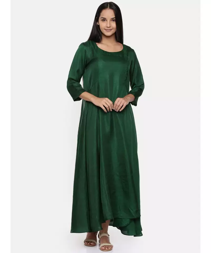 mayank modi  Green,cotton silk maxi dress with show potlis.