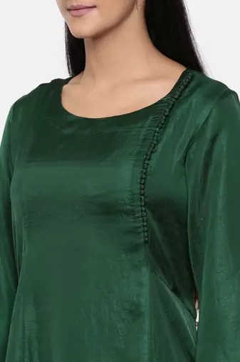 mayank modi  Green,cotton silk maxi dress with show potlis.