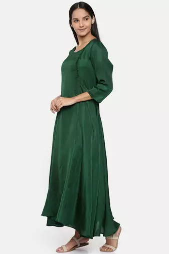 mayank modi  Green,cotton silk maxi dress with show potlis.