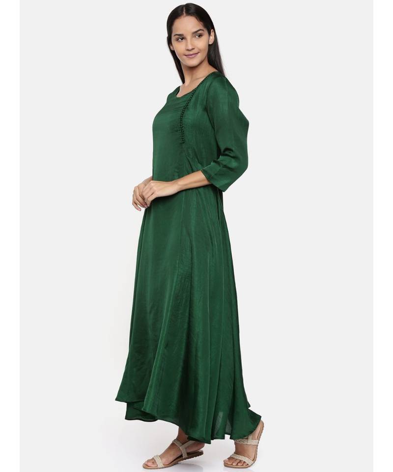 mayank modi  Green,cotton silk maxi dress with show potlis.