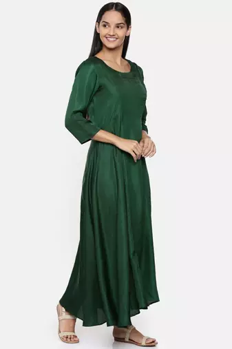 mayank modi  Green,cotton silk maxi dress with show potlis.