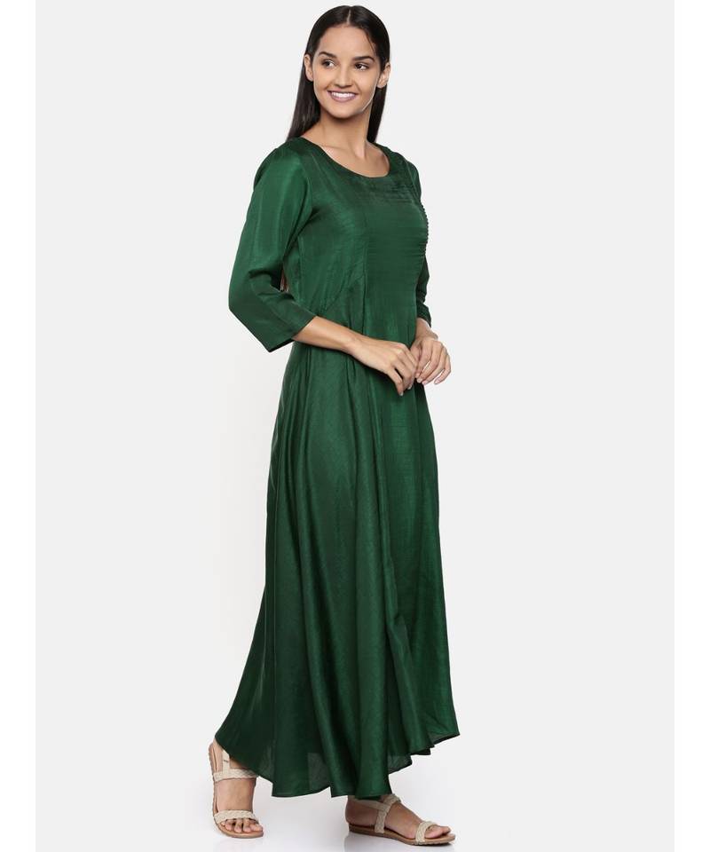 mayank modi  Green,cotton silk maxi dress with show potlis.