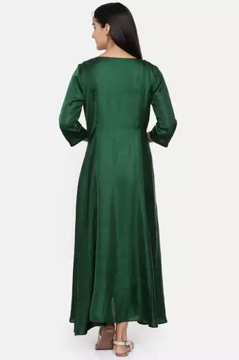 mayank modi  Green,cotton silk maxi dress with show potlis.