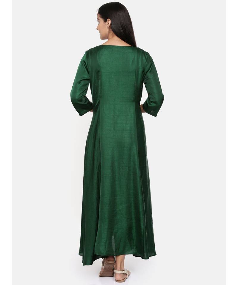 mayank modi  Green,cotton silk maxi dress with show potlis.