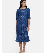 mayank modi Sapphire Blue,Linen Satin panel cut dress
