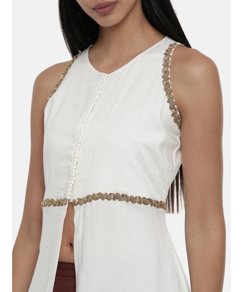 mayank modi Off White,Moss Crepe,alter neck top